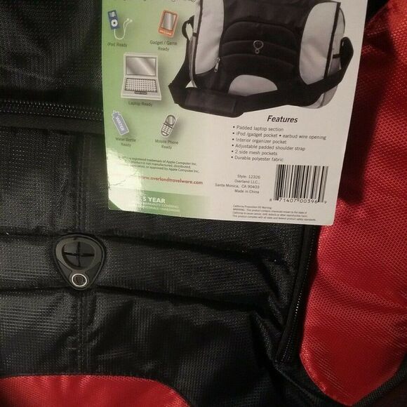 Overland Red & Black ‎ Computer Bag 17x15x5 - Picture 3 of 7